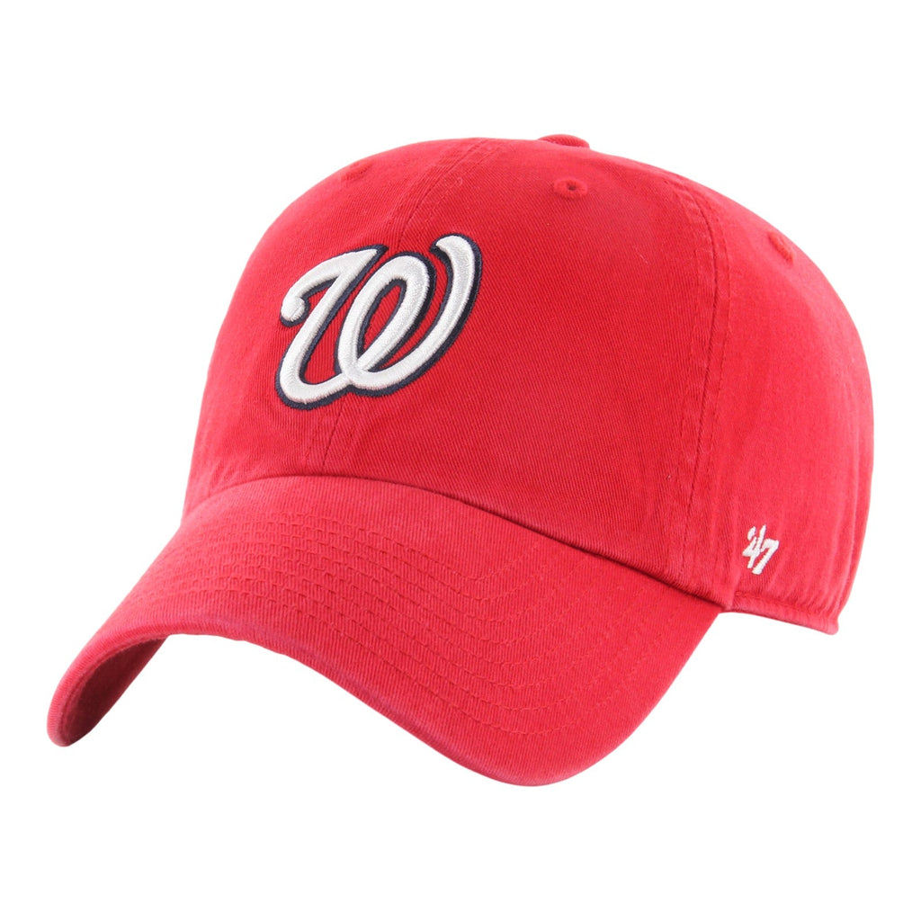 Washington Nationals '47 Clean Up Red Adjustable Hat product image 1, provided for visual reference and product detail review
