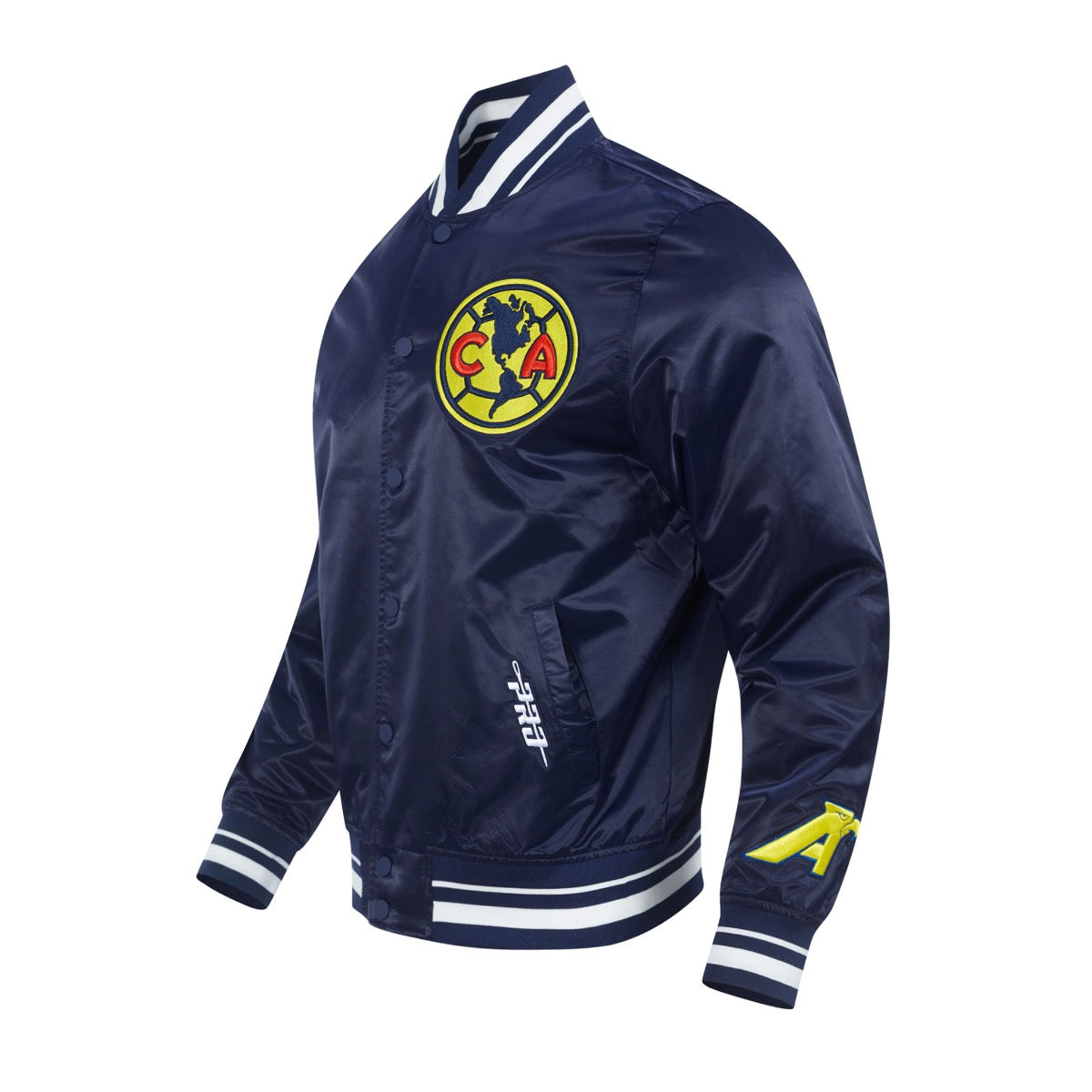 Pro Standard Club America Stadium Men Rib Satin Jacket-Navy product image 3, provided for visual reference and product