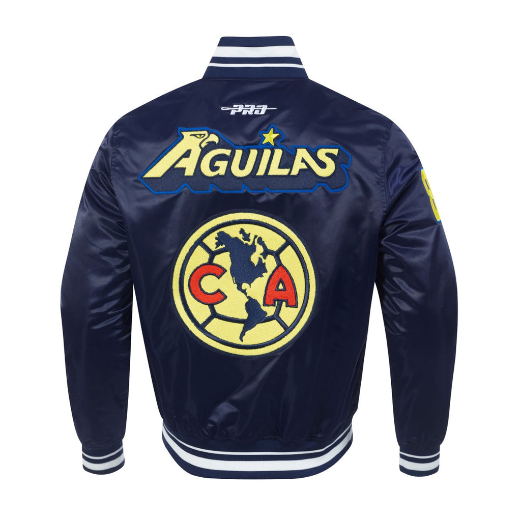 Pro Standard Club America Stadium Men Rib Satin Jacket-Navy product image 2, provided for visual reference and product