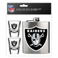 MOJO Las Vegas Raiders Flask and Shot Glasses Set product image 1, provided for visual reference and product detail review