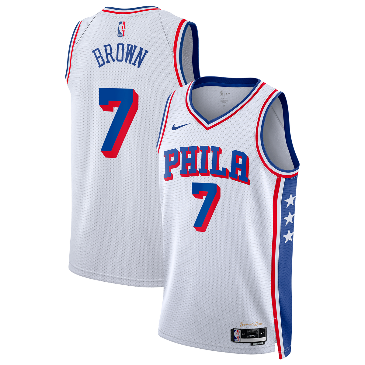 Philadelphia 76ers Nike Association Edition Swingman Jersey - White - Jaylen Brown - Unisex product image 2, provided for