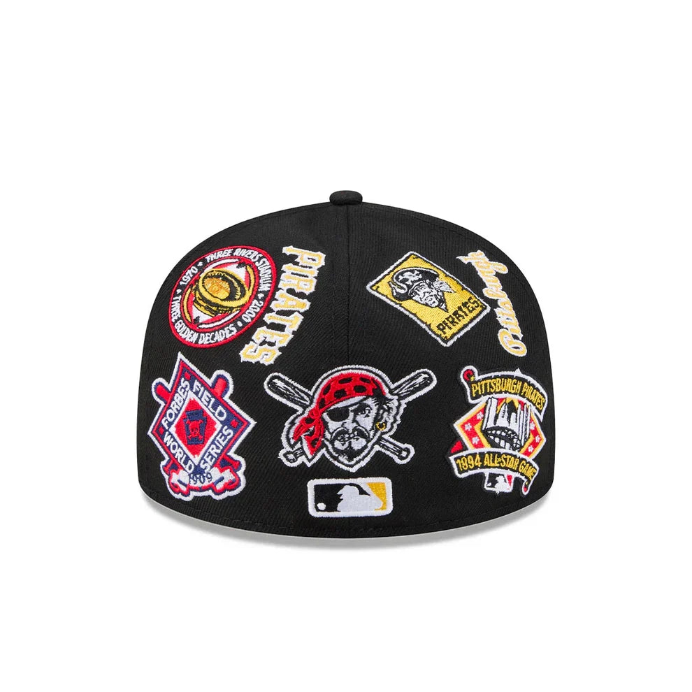 New Era Pittsburgh Pirates All Over 59FIFTY Fitted Hat- Black product image 6, provided for visual reference and product