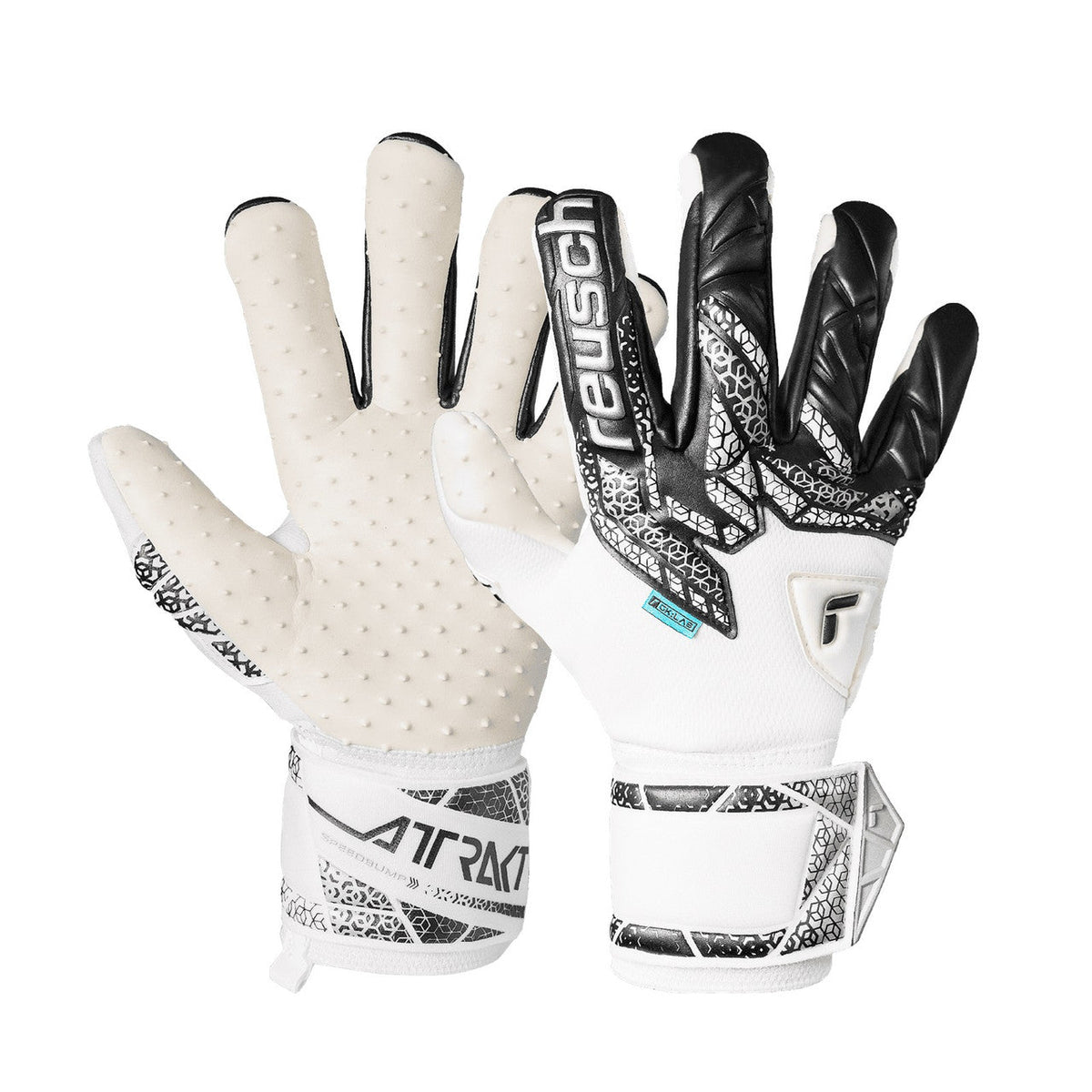 Reusch Attrakt Speedbump GK Gloves - White/Black product image 1, provided for visual reference and product detail review