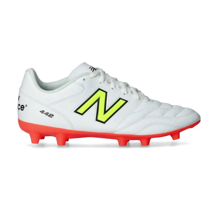 New Balance 422 V2 Wide Team FG -White/Volt/Crimson product image 1, provided for visual reference and product detail review