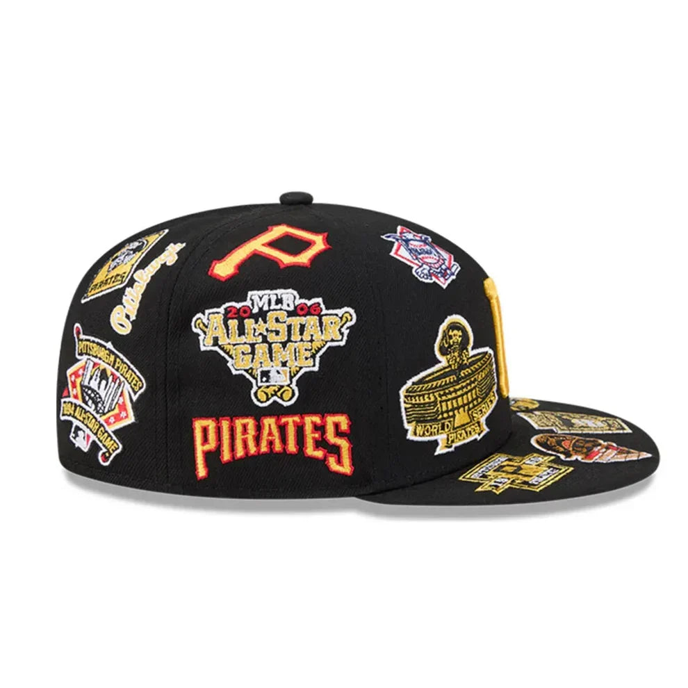 New Era Pittsburgh Pirates All Over 59FIFTY Fitted Hat- Black product image 4, provided for visual reference and product
