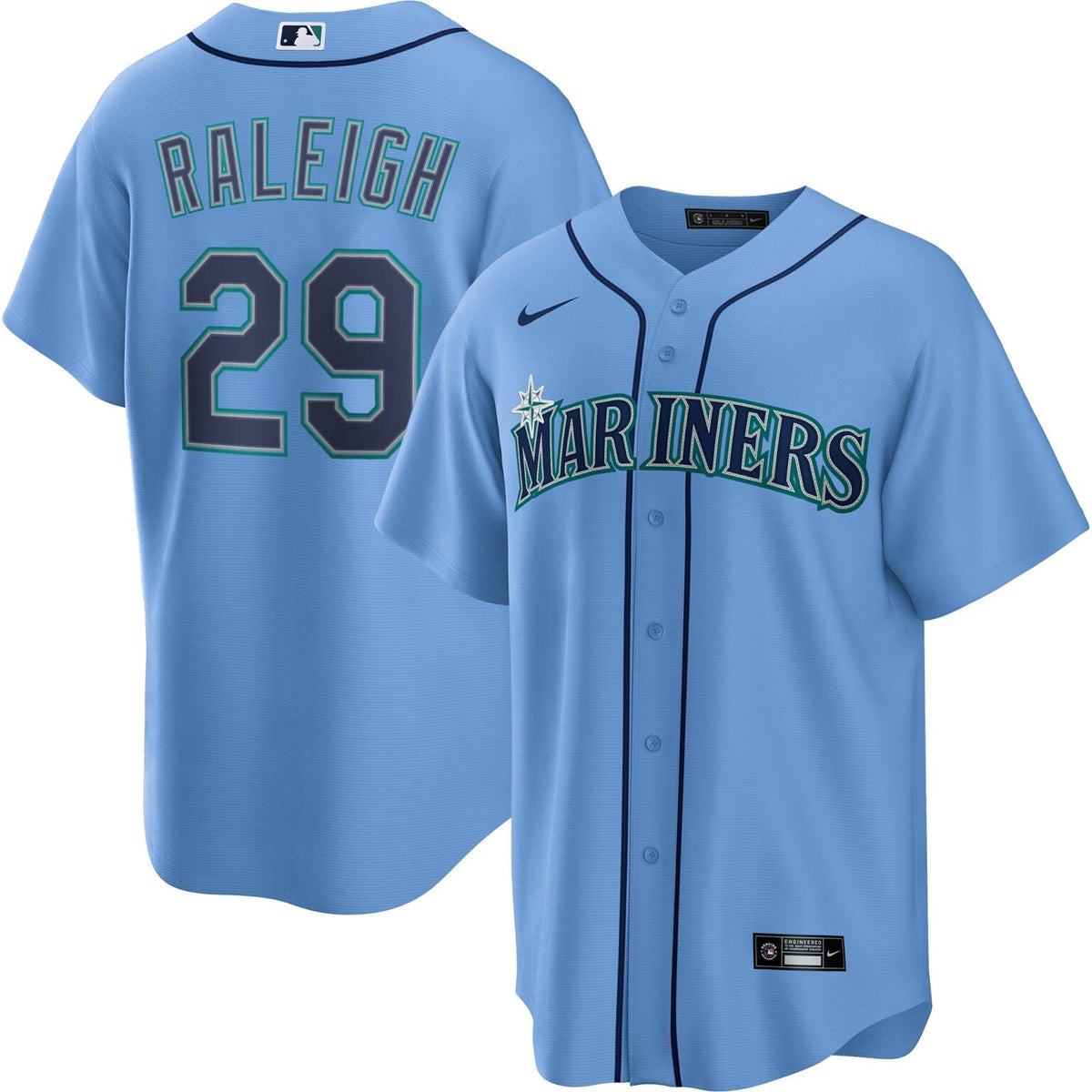 Cal Raleigh Seattle Mariners Alternate Jersey – Light Blue product image 1