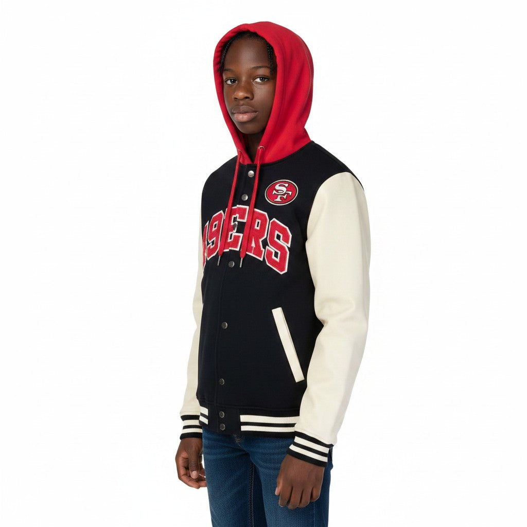 Mitchell & Ness Youth San Francisco 49ers Court Side Fleece Jacket product image 3, provided for visual reference and