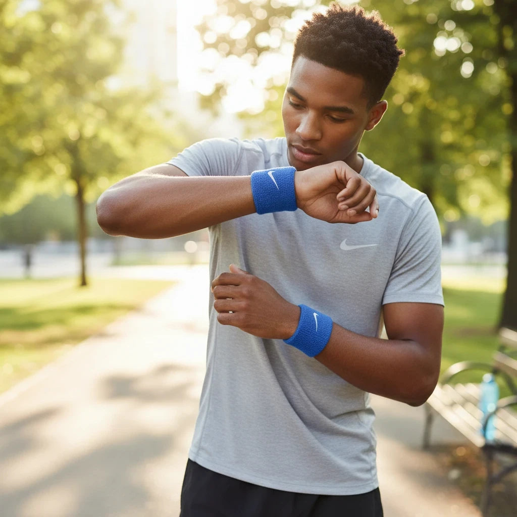 Nike Swoosh Wrist Bands-Royal product image 2, provided for visual reference and product detail review