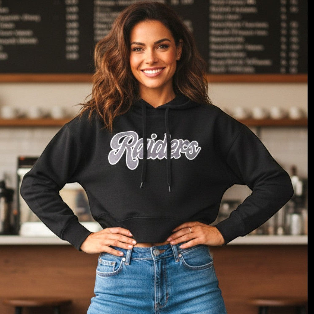 Las Vegas Raiders Women Cropped Pullover Hoodie product image 2, provided for visual reference and product detail review