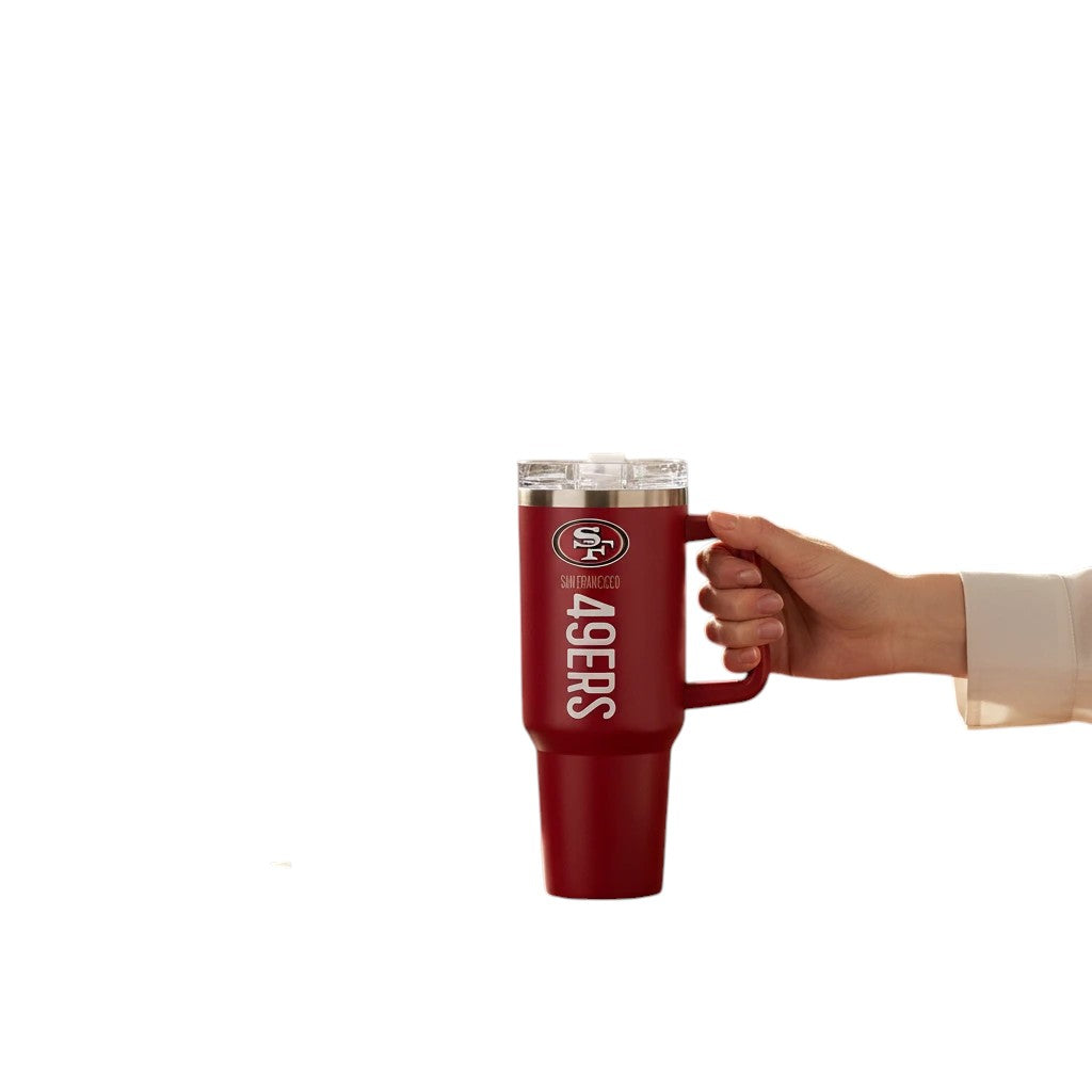 San Francisco 49ers 40 oz Stainless Steel Team Color Flip Straw Tumbler product image 5, provided for visual reference and