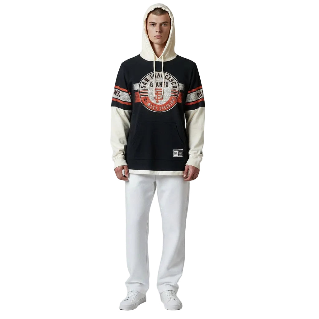 New Era Men San Francisco Giants Twofer Pullover Hoodie - Black/White product image 4, provided for visual reference and