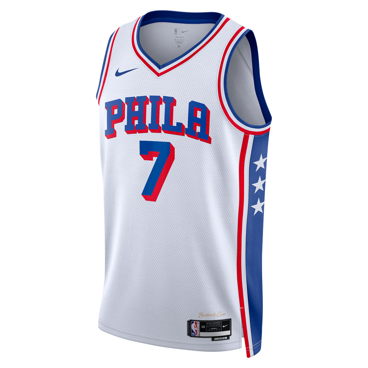 Philadelphia 76ers Nike Association Edition Swingman Jersey - White - Jaylen Brown - Unisex product image 3, provided for