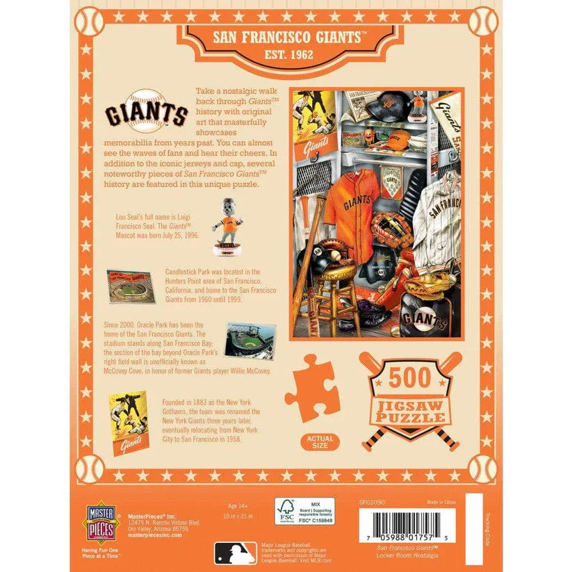 San Francisco Giants - Locker Room 500 Piece Jigsaw Puzzle product image 3, provided for visual reference and product detail