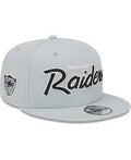 New Era Las Vegas Raiders Script 9FIFTY Snapback Hat - Grey product image 1, provided for visual reference and product
