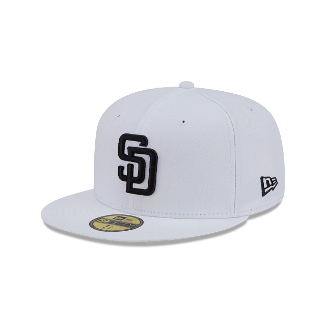 New Era San Diego Padres Color Basic 59FIFTY Fitted Hat- White/Black product image 2, provided for visual reference and