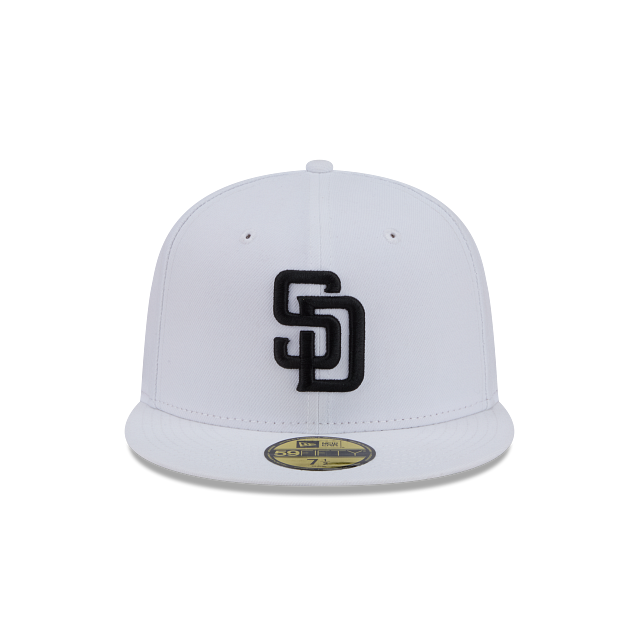New Era San Diego Padres Color Basic 59FIFTY Fitted Hat- White/Black product image 3, provided for visual reference and