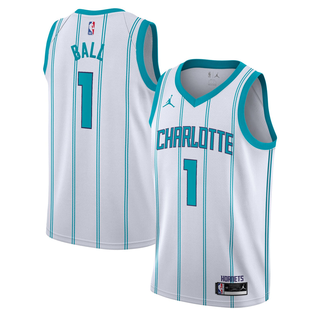 Charlotte Hornets Jordan Brand Association Edition Swingman Jersey - White - LaMelo Ball - Youth product image 2, provided