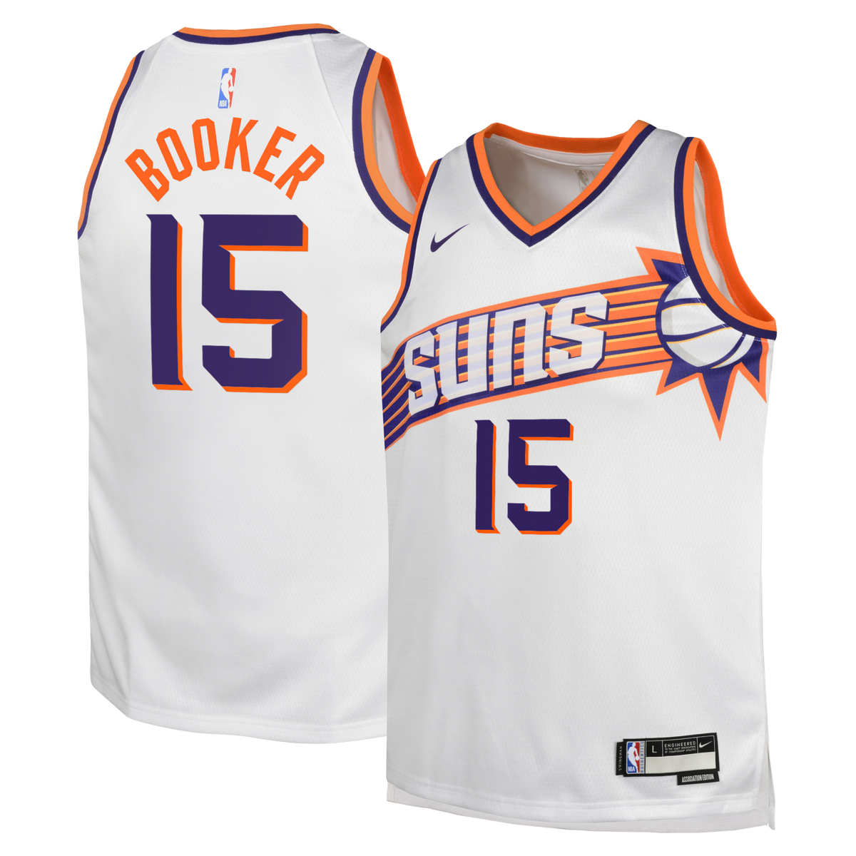 Phoenix Suns Nike Association Edition Swingman Jersey - White - Devin Booker - Youth product image 1, provided for visual