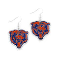 Chicago Bears Glitter Dazzle Bear Head Aminco Earrings product image 1, provided for visual reference and product detail