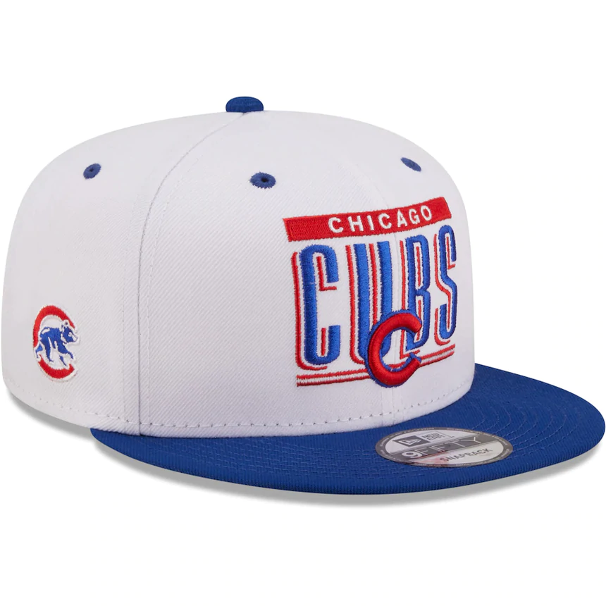 New Era Chicago Cubs Retro Title 9FIFTY Snapback Hat - White/Royal product image 1, provided for visual reference and