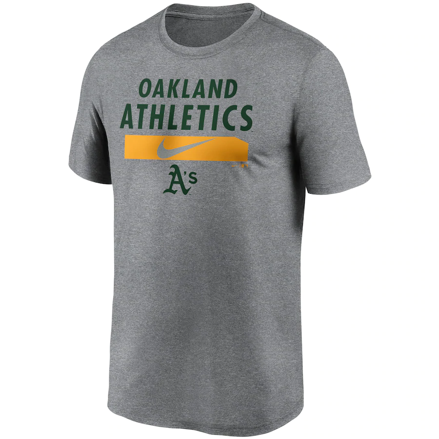Oakland Athletics Nike City Legend Practice Performance T-Shirt - Gray product image 1, provided for visual reference and