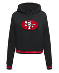 Pro Standard San Francisco 49ers Retro Classic Women Cropped Pullover Hoodie - Black product image 1, provided for visual