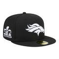 New Era Denver Broncos 50th Super Bowl Side Patch 59FIFTY Fitted Black & White Hat product image 1, provided for visual