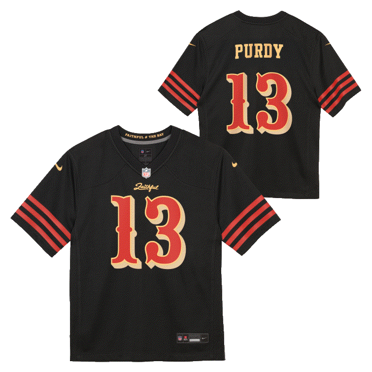 Nike Preschool San Francisco 49ers Brock Purdy Rivalry Game Jersey - Black product image 2, provided for visual reference