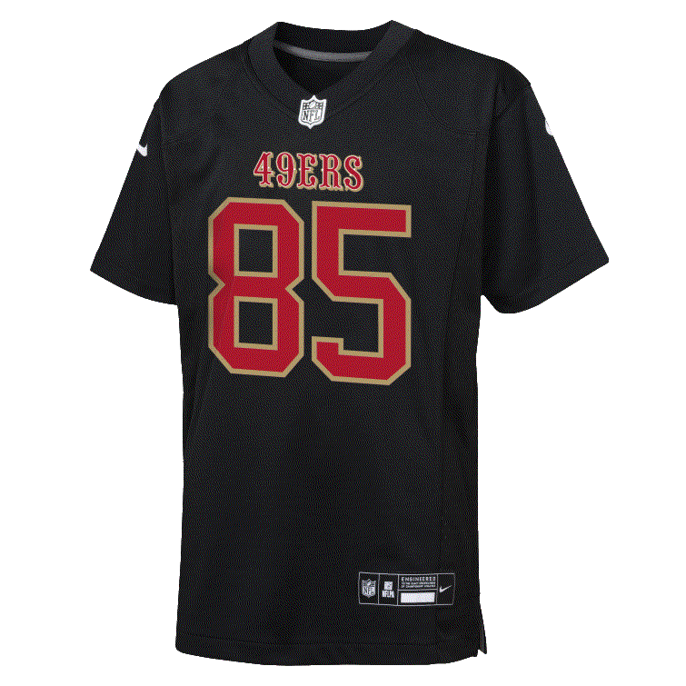 Nike Youth San Francisco 49ers George Kittle Carbon Black Jersey product image 1, provided for visual reference and product