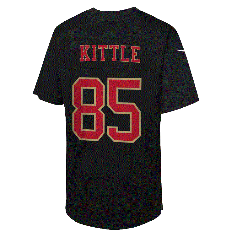 Nike Youth San Francisco 49ers George Kittle Carbon Black Jersey product image 2, provided for visual reference and product