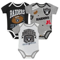 Las Vegas Raiders 1st ROUND PICK 3PC CREEPER SET product image 1, provided for visual reference and product detail review