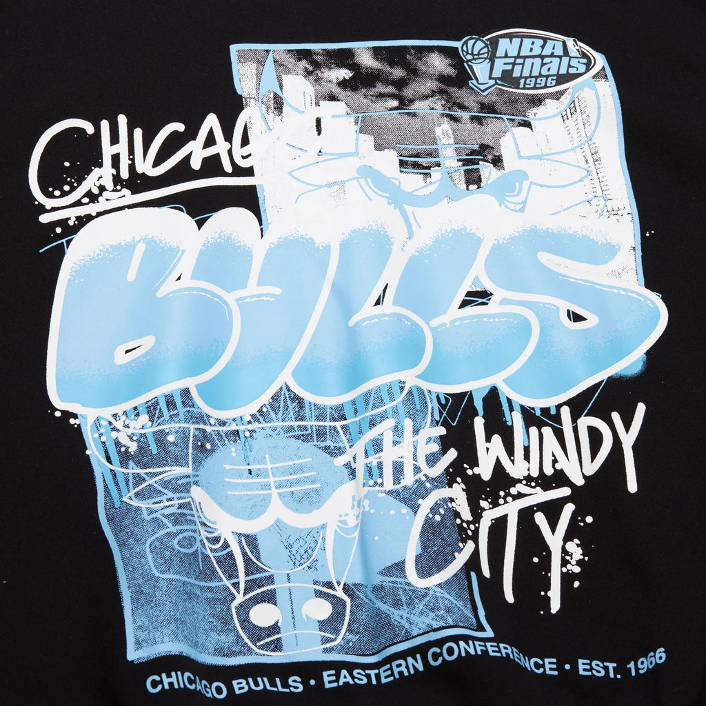 Chicago Bulls Mitchell & Ness Black/Light Blue Throw Down Crew product image 3, provided for visual reference and product
