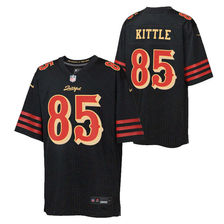 Nike Youth San Francisco 49ers George Kittle Rivalry Game Jersey-Black product image 1, provided for visual reference and