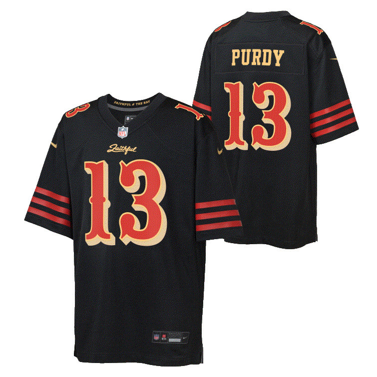Nike Youth San Francisco 49ers Brock Purdy Rivalry Game Jersey-Black product image 2, provided for visual reference and