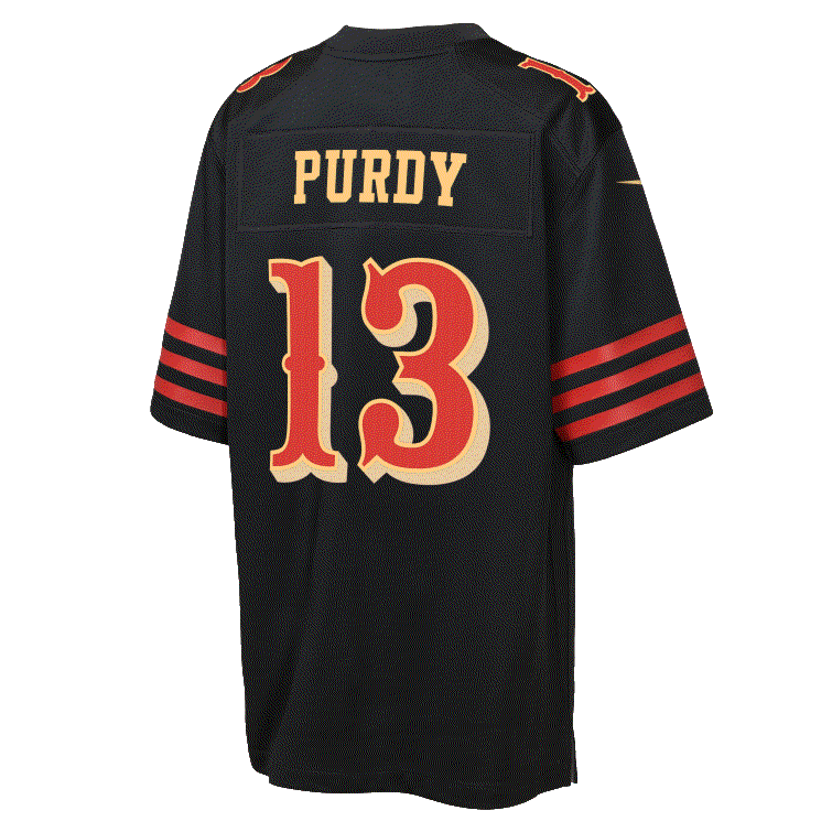 Nike Youth San Francisco 49ers Brock Purdy Rivalry Game Jersey-Black product image 3, provided for visual reference and