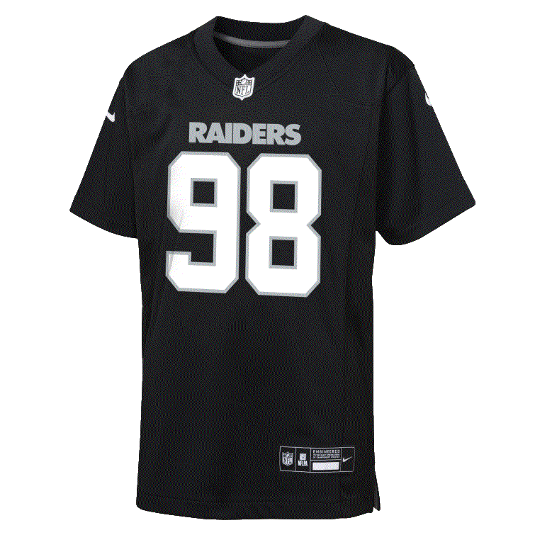 Nike Youth Las Vegas Raiders Maxx Crosby Game Jersey-Carbon Black product image 1, provided for visual reference and product