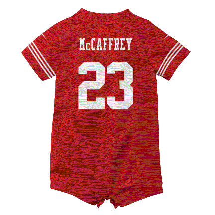 Christian Mccaffrey San Francisco 49ers Nike Infant Romper Game Jersey product image 3, provided for visual reference and
