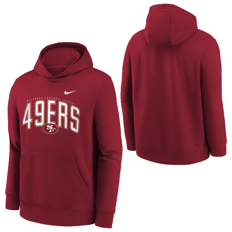Nike Youth San Francisco 49ers Club Logo Hoodie-Red product image 3, provided for visual reference and product detail review