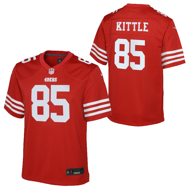 Nike Youth San Francisco 49ers George Kittle Game Jersey - RED product image 3, provided for visual reference and product