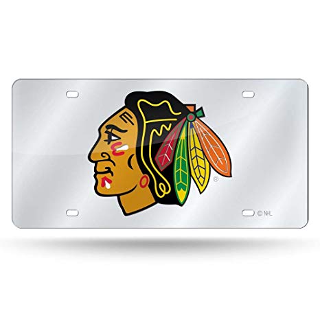 Chicago Blackhawks Chrome Laser License Plate product image 1, provided for visual reference and product detail review