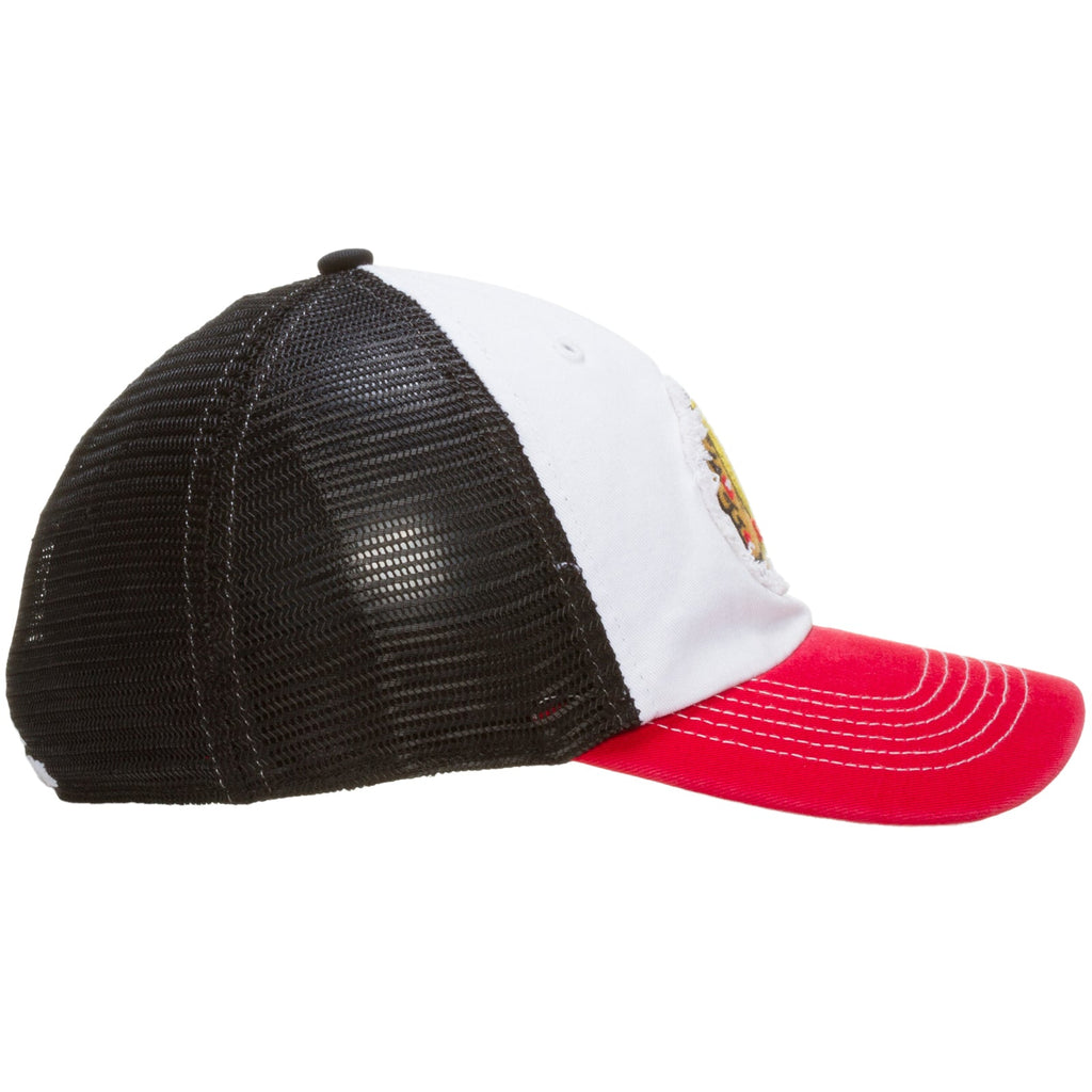 Chicago Blackhawks Red, White, and Black Mesh One-Size-Stretch Fitted Hat product image 4, provided for visual reference and