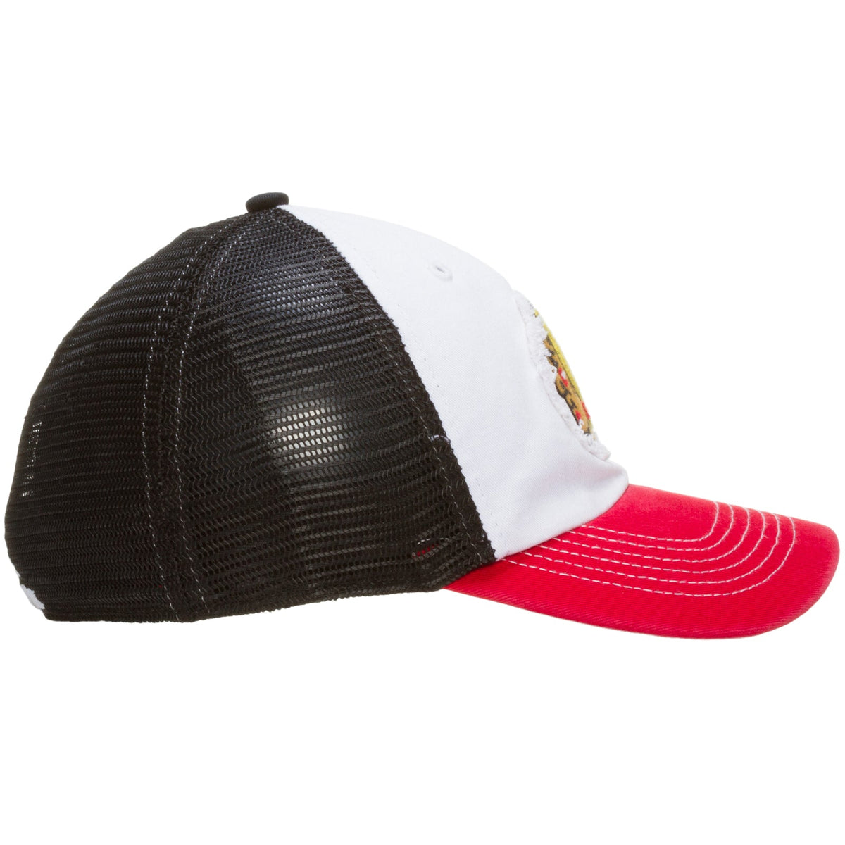 Chicago Blackhawks Red, White, and Black Mesh One-Size-Stretch Fitted Hat product image 4, provided for visual reference and