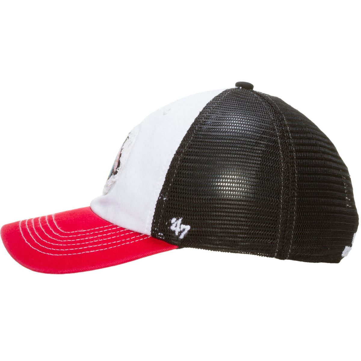 Chicago Blackhawks Red, White, and Black Mesh One-Size-Stretch Fitted Hat product image 3, provided for visual reference and