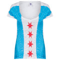 Chicago Women White Full Body Vertical Chicago Flag V-Neck T-Shirt-Shirt product image 1, provided for visual reference and