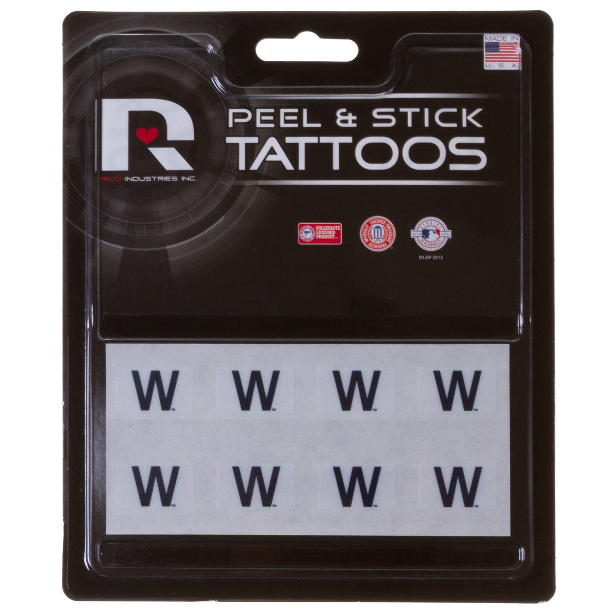 Chicago Cubs 8-Piece Peel-and-Stick W Flag Temporary Tattoos product image 1, provided for visual reference and product
