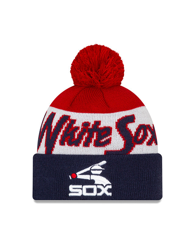 Chicago White Sox Men Knit Script A3 w/ Pom & Batterman Hat product image 1, provided for visual reference and product