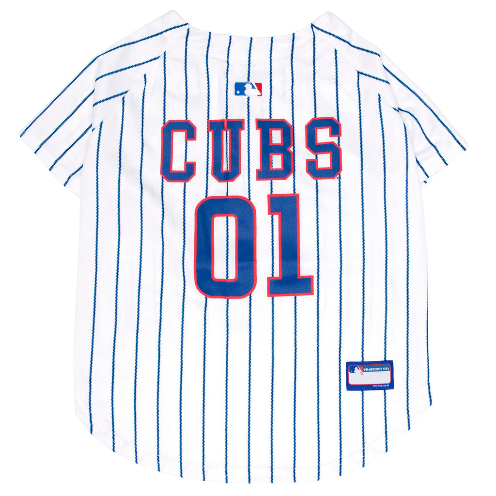 Chicago Cubs Pinstripe Dog Jersey product image 1, provided for visual reference and product detail review