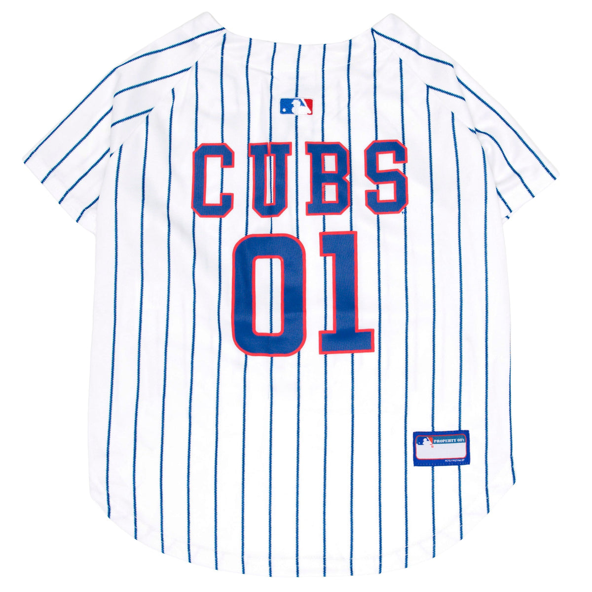 Chicago Cubs Pinstripe Dog Jersey product image 1, provided for visual reference and product detail review