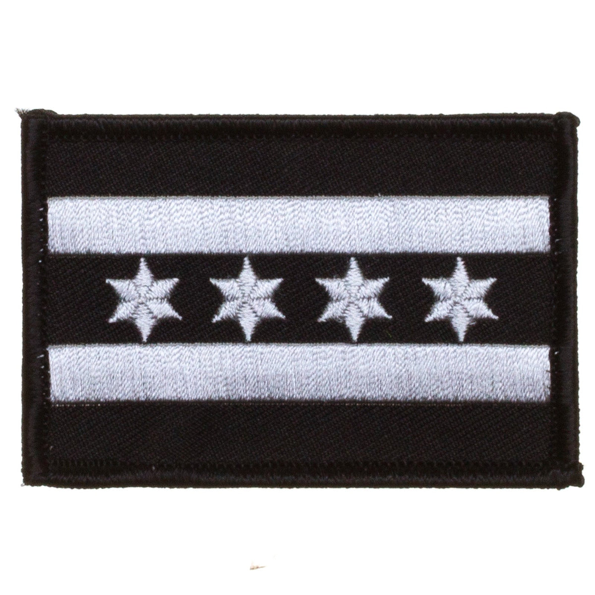 Chicago Flag Small Black and Silver Patch product image 1, provided for visual reference and product detail review