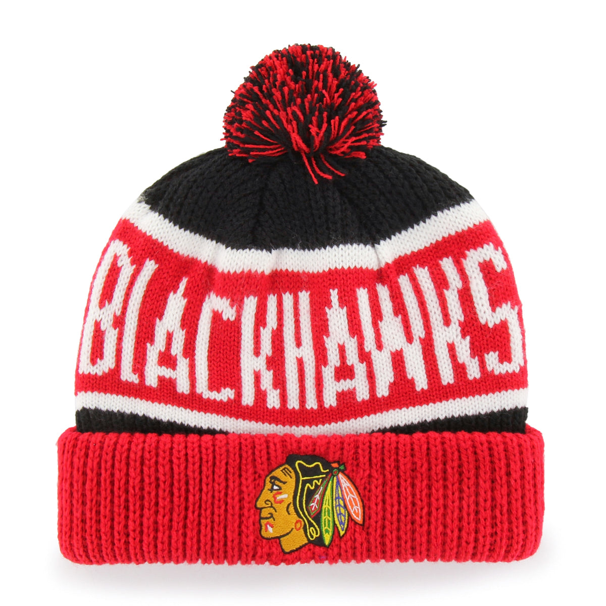 Chicago Blackhawks Calgary Feathers Winter Pom Knit product image 1, provided for visual reference and product detail review